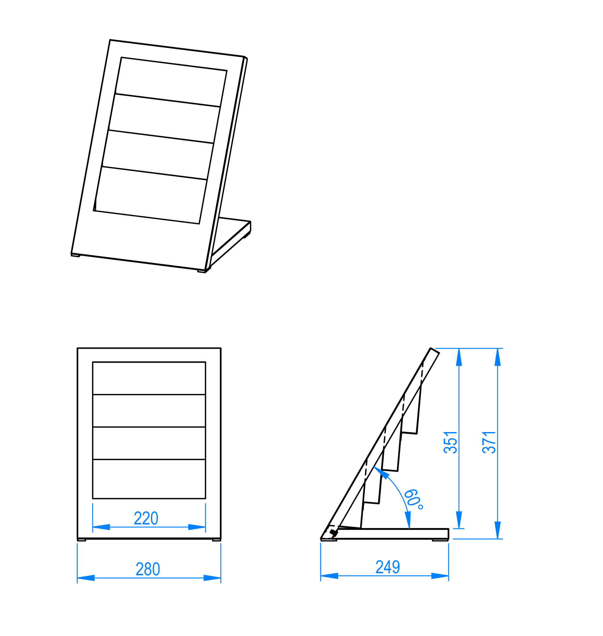 Standdisplay, Schaufensterkarte, A4-Halter, Aufsteller, Display