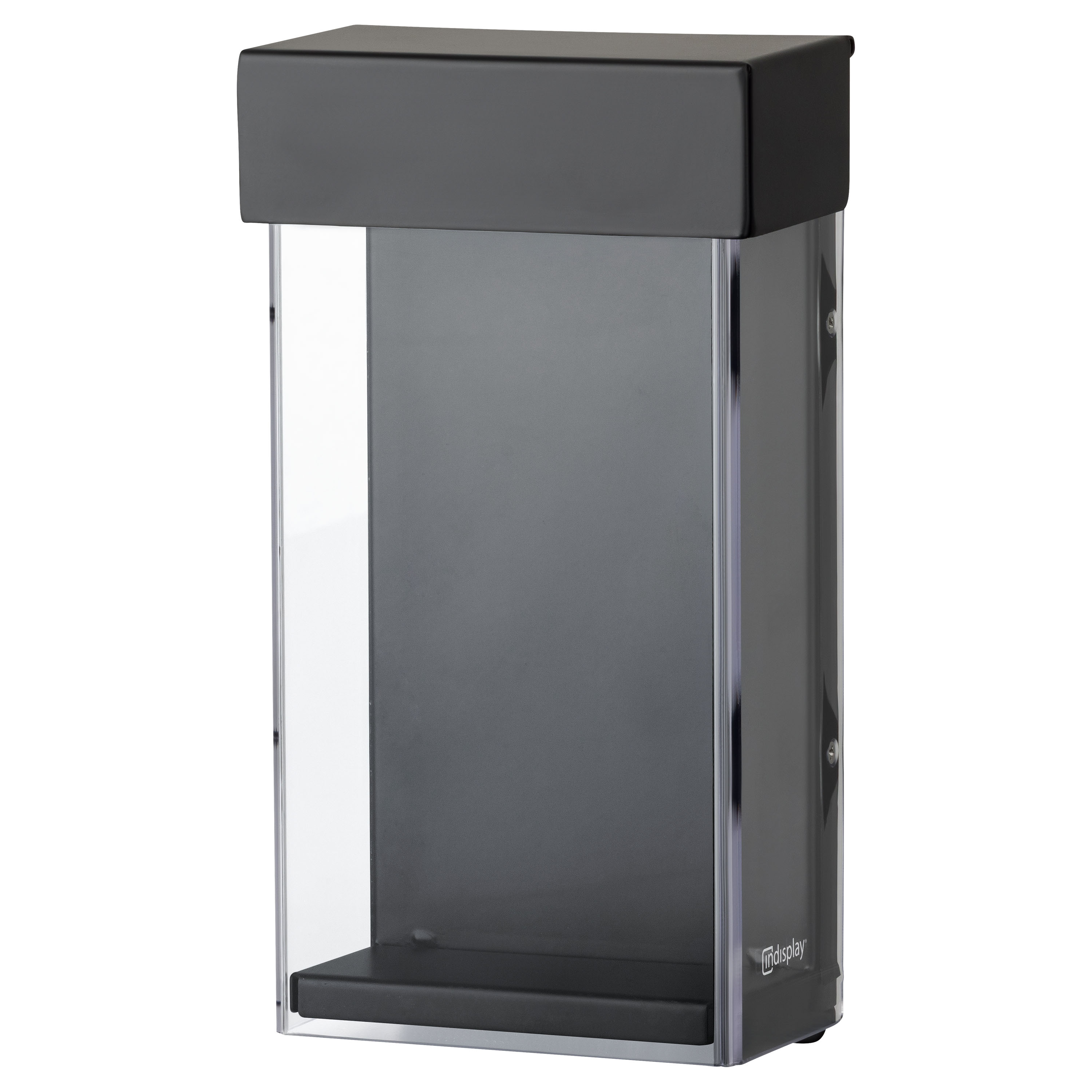 Wandhalter, Wandhalterung, Glasvitrine, schwarz, transparentes Element