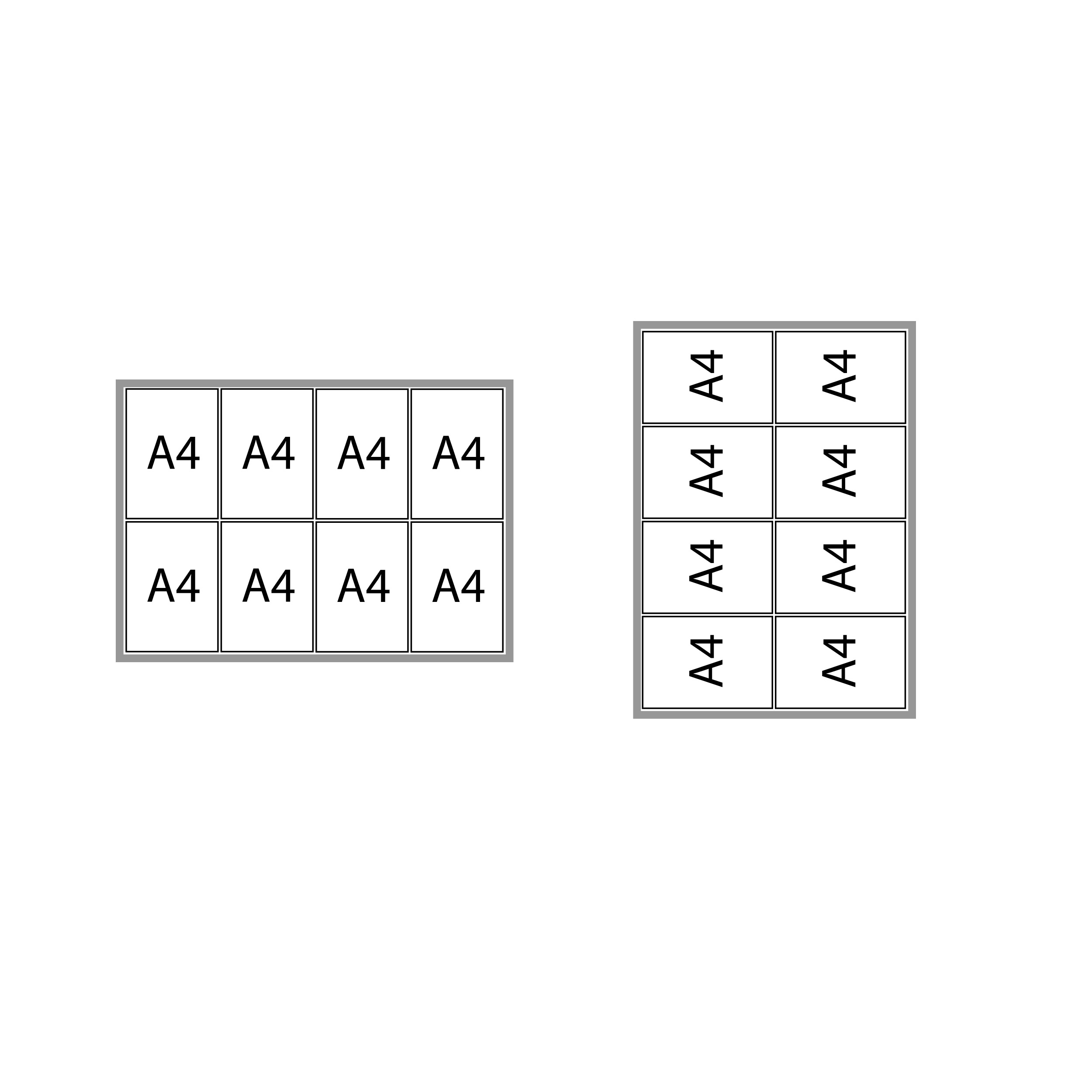 A4 Blatt, Papierblatt, Layout-Gitter, zwei Blätter, Rechteck