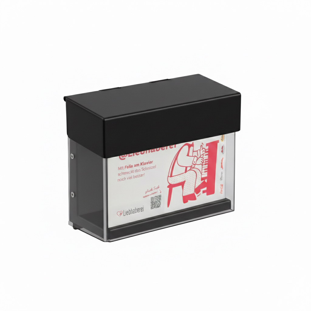 Schreibmaschine, Türposter, Acrylbox, Schwarz, Display