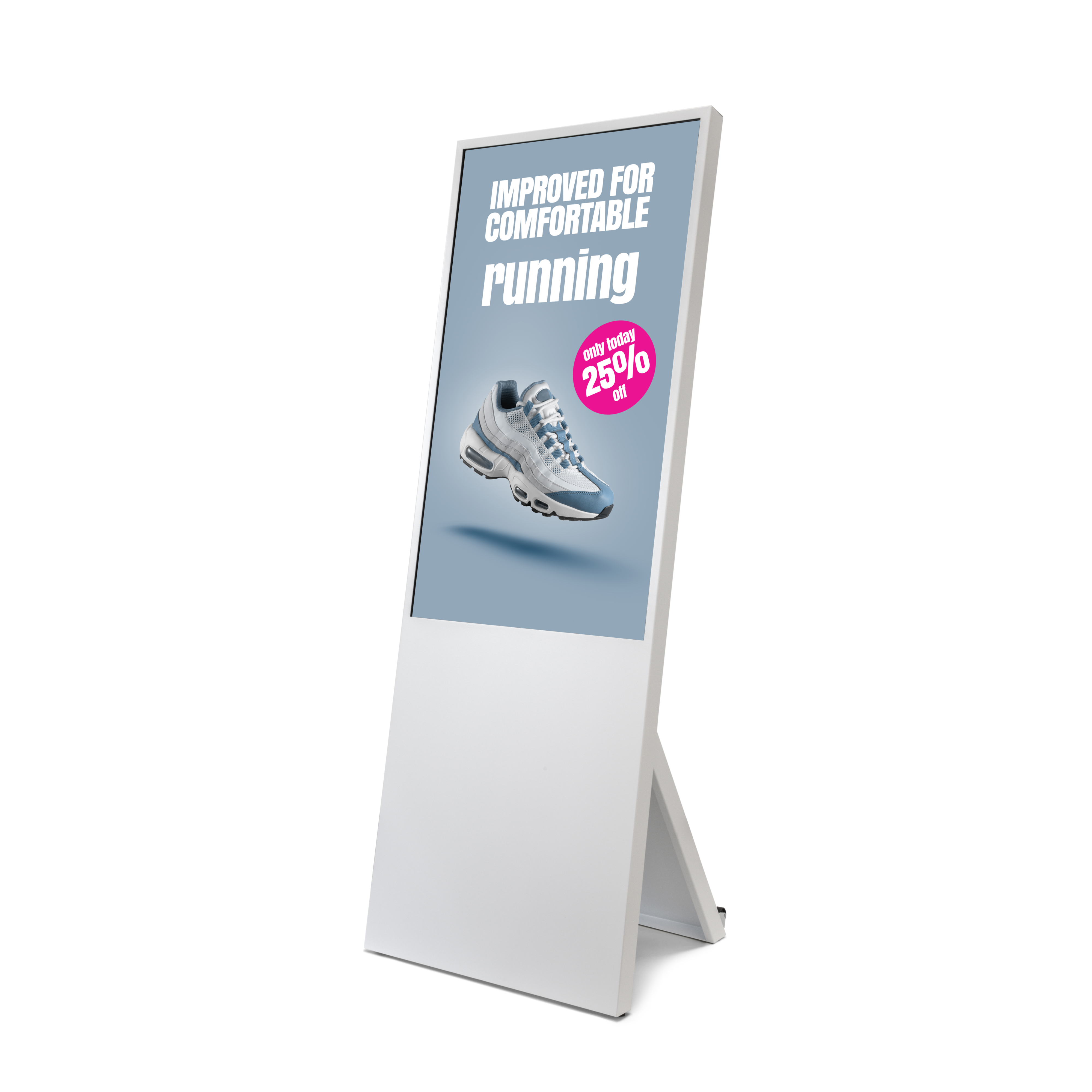 Digitaler Kundenstopper LEVELUP mit 43" Samsung UHD Weiß