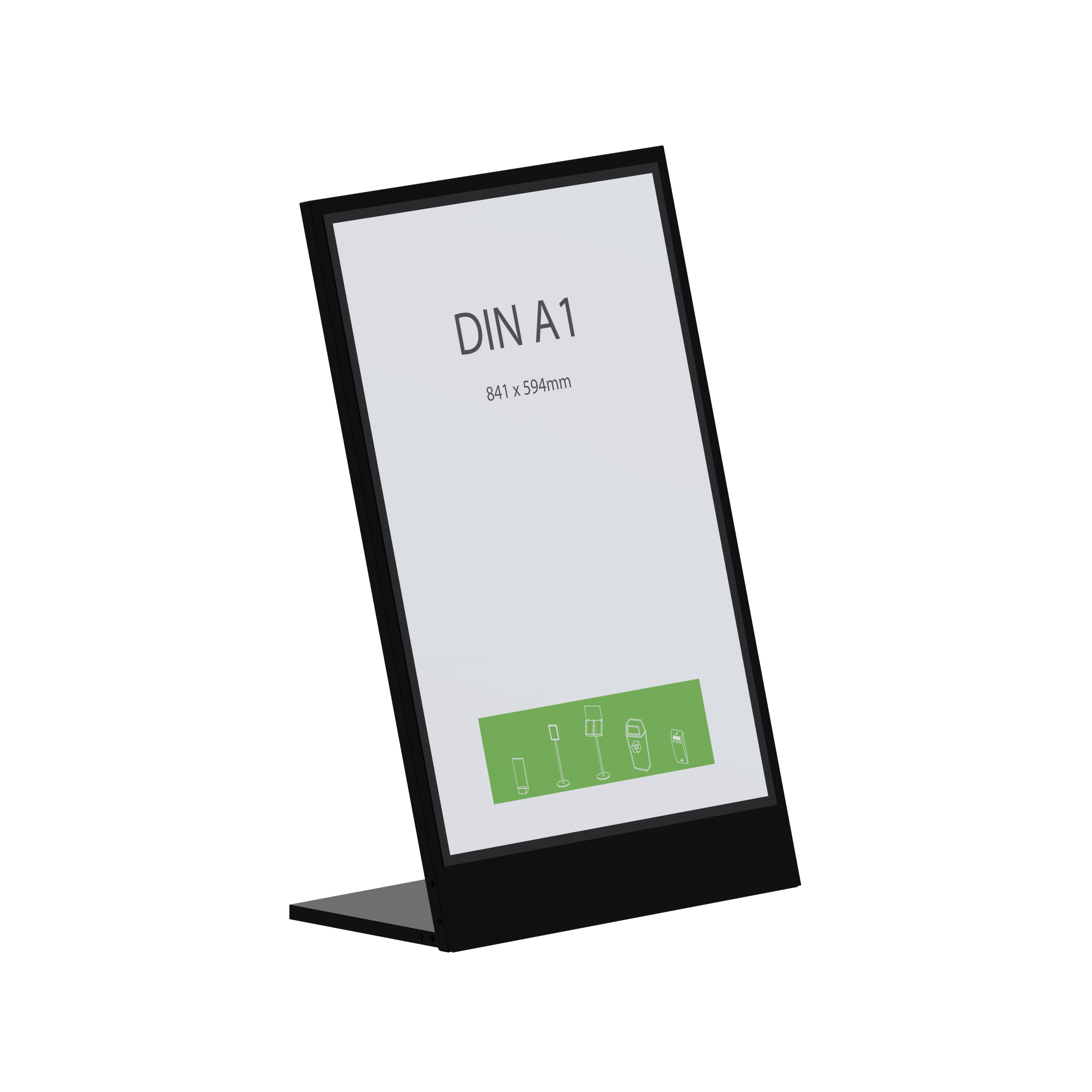 nega, display, Signframe, stehend, DIN A1