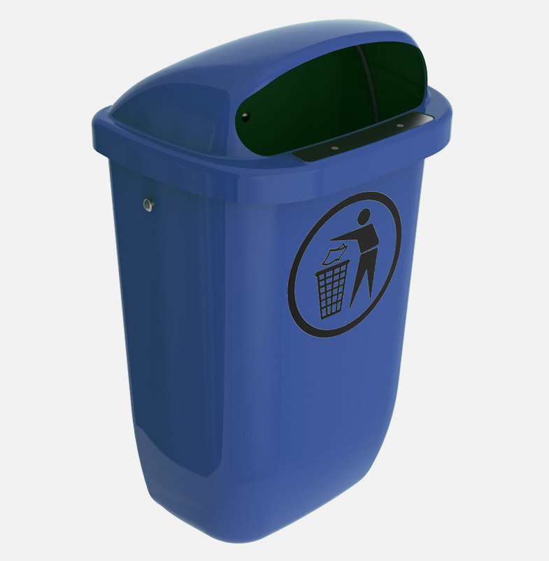 Abfalleimer 50l blau DIN-PK HDPE