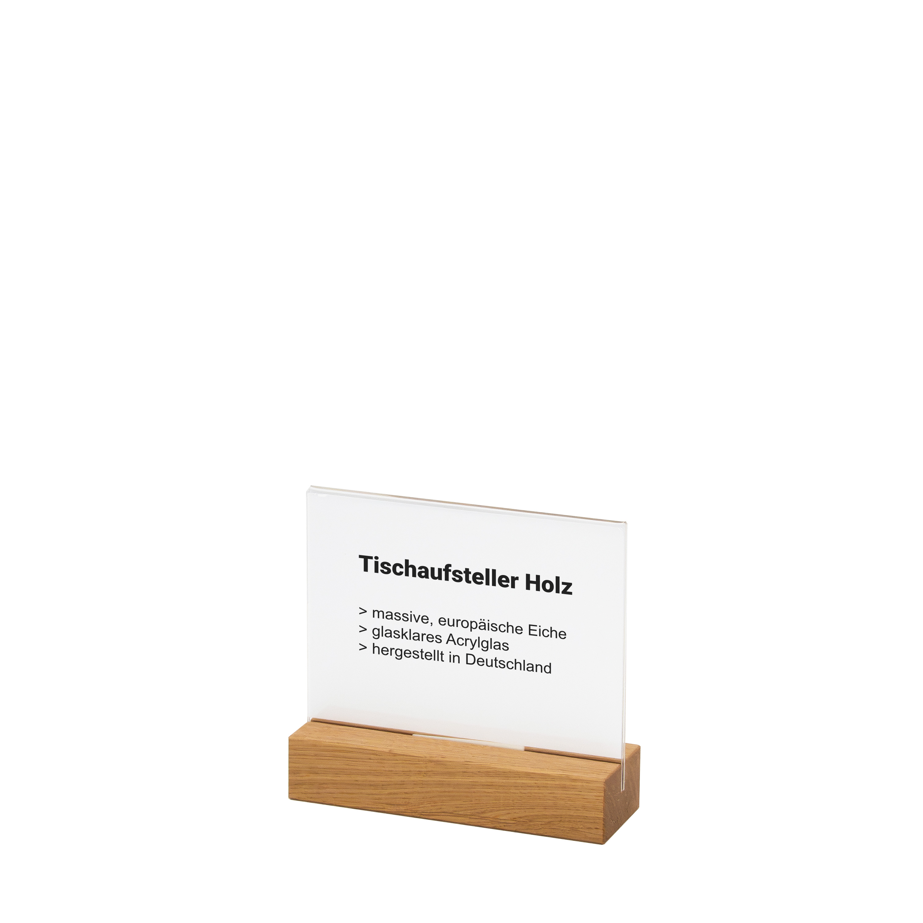 Tischaufsteller, Holz, Acrylglas, glasklar, Deutschland